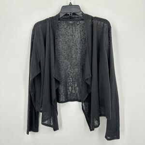 G By Giuliana Cardigan Womens 1X Plus Black Open Front‎ Drape Neck Light Office
